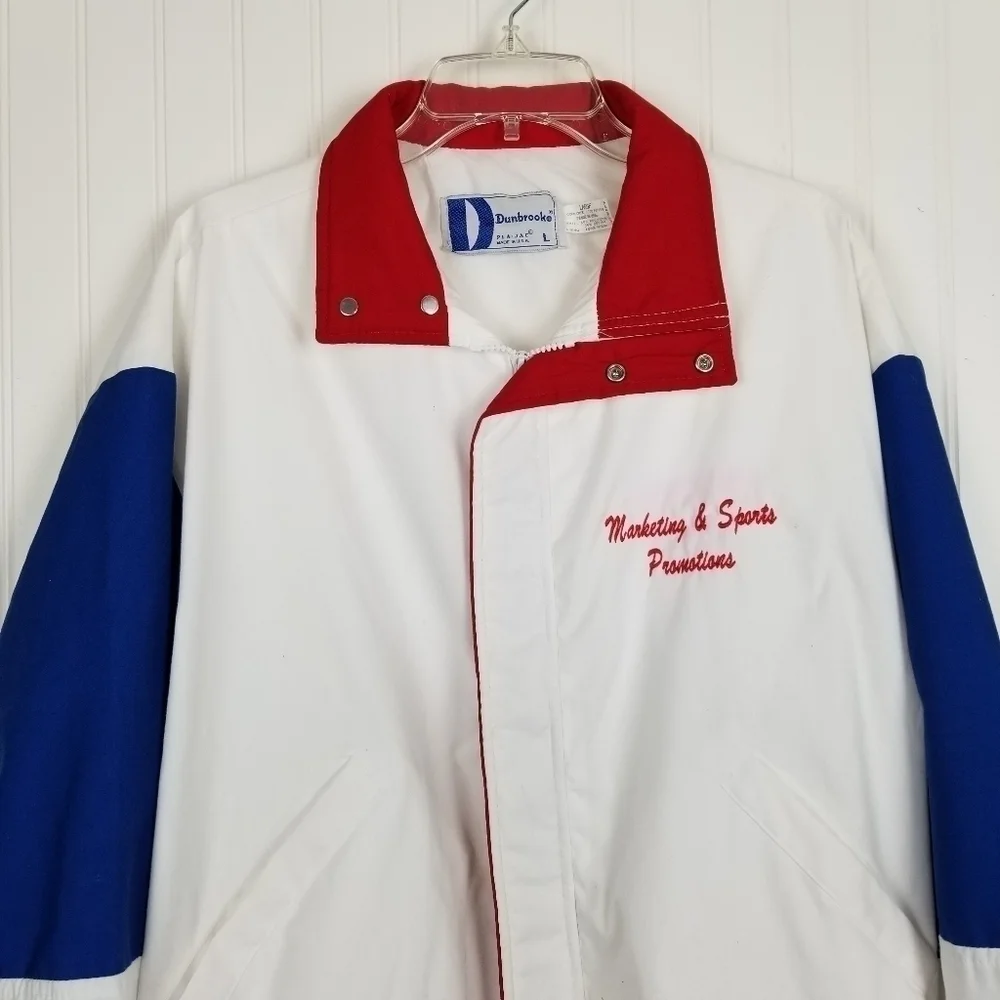 Dunbrooke Windbreaker Men's Size Large Vintage USA Made Full Zip Red White Blue